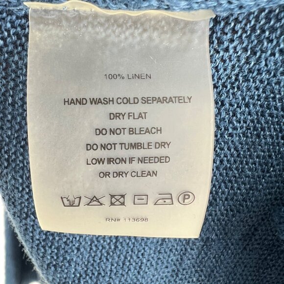 Margaret OLeary Blue Linen Button Front Cardigan Sweater Lightweight Size Small - Picture 10 of 11